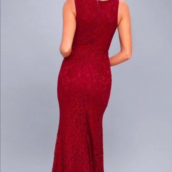 NWT Lulu’s Everly Wine Red Lace Maxi Dress - Picture 4 of 6